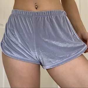 BABY BLUE VELVET SHORTS